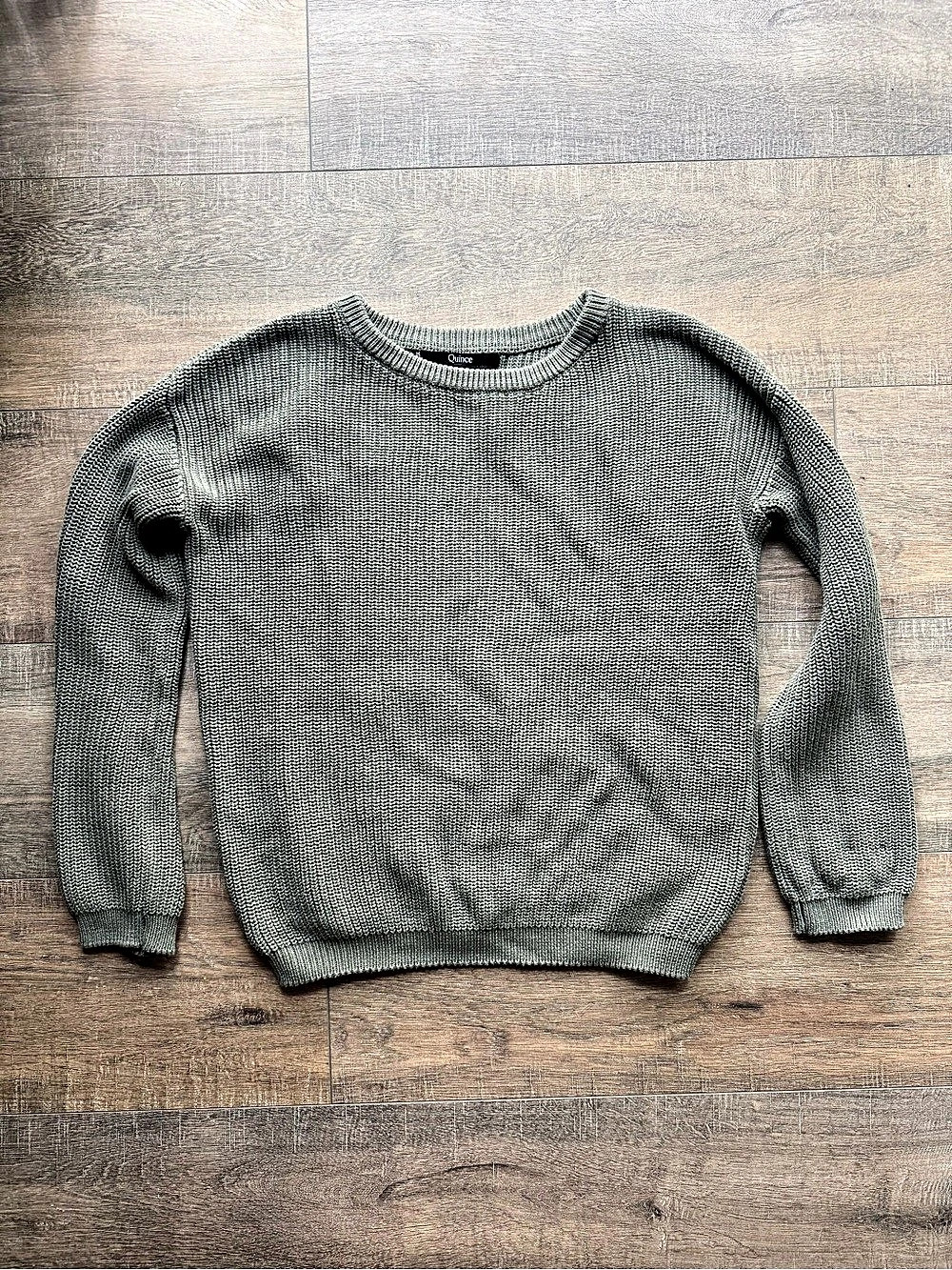 Quince Organic Cotton Fisherman Knit Crewneck Sweater Sage Green KIDS Size 12